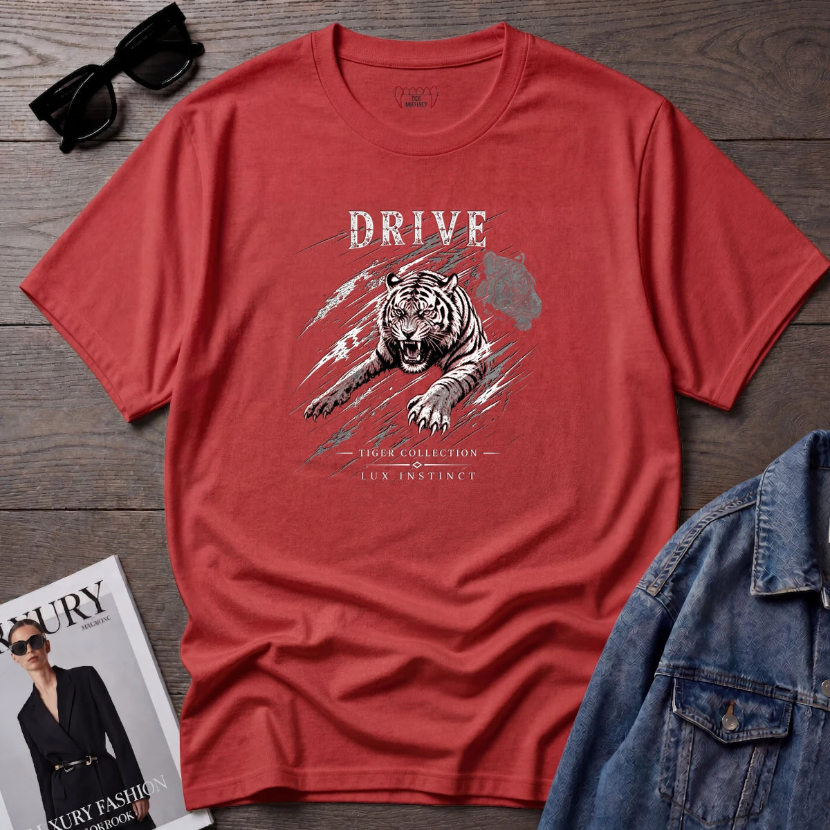 Drive Tiger Abstract Lines Graphic T-shirt